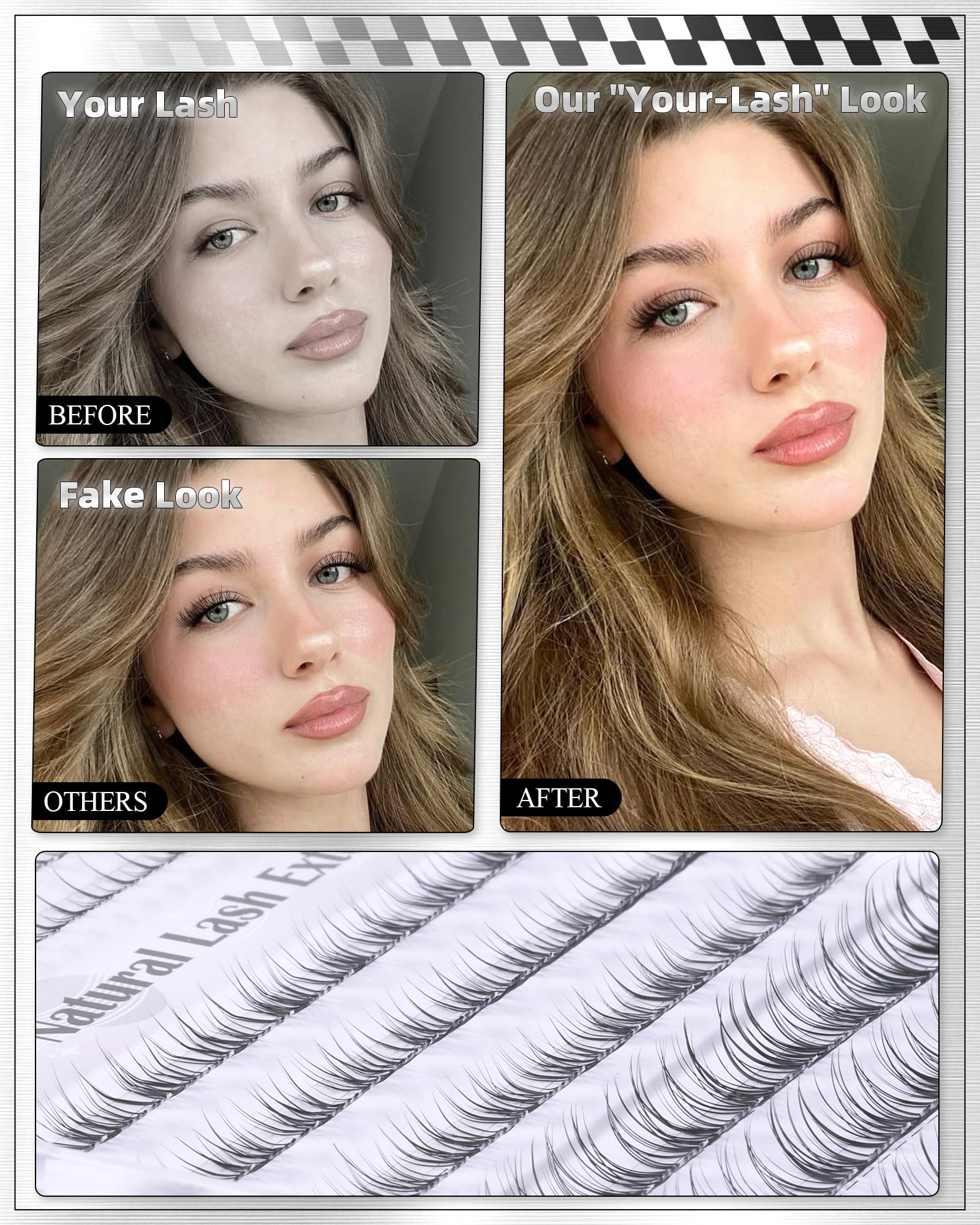 ALICE Short Lash Clusters Kit 8–12mm | Clear Band, DIY Wispy Lashes at Home