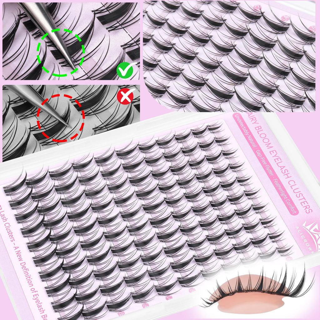 ALICROWN HAIR Manga Lash Clusters Kit – 110 Pcs, 6 Lengths, DIY Bond & Seal