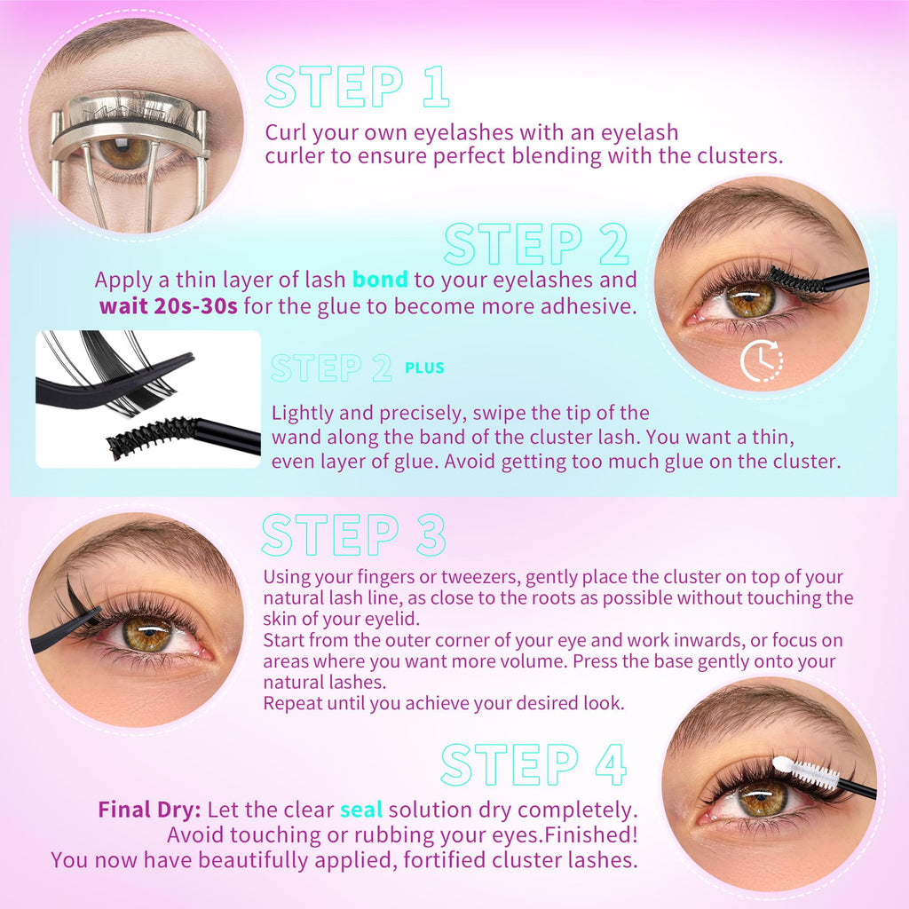 ALICROWN HAIR Manga Lash Clusters Kit – 110 Pcs, 6 Lengths, DIY Bond & Seal