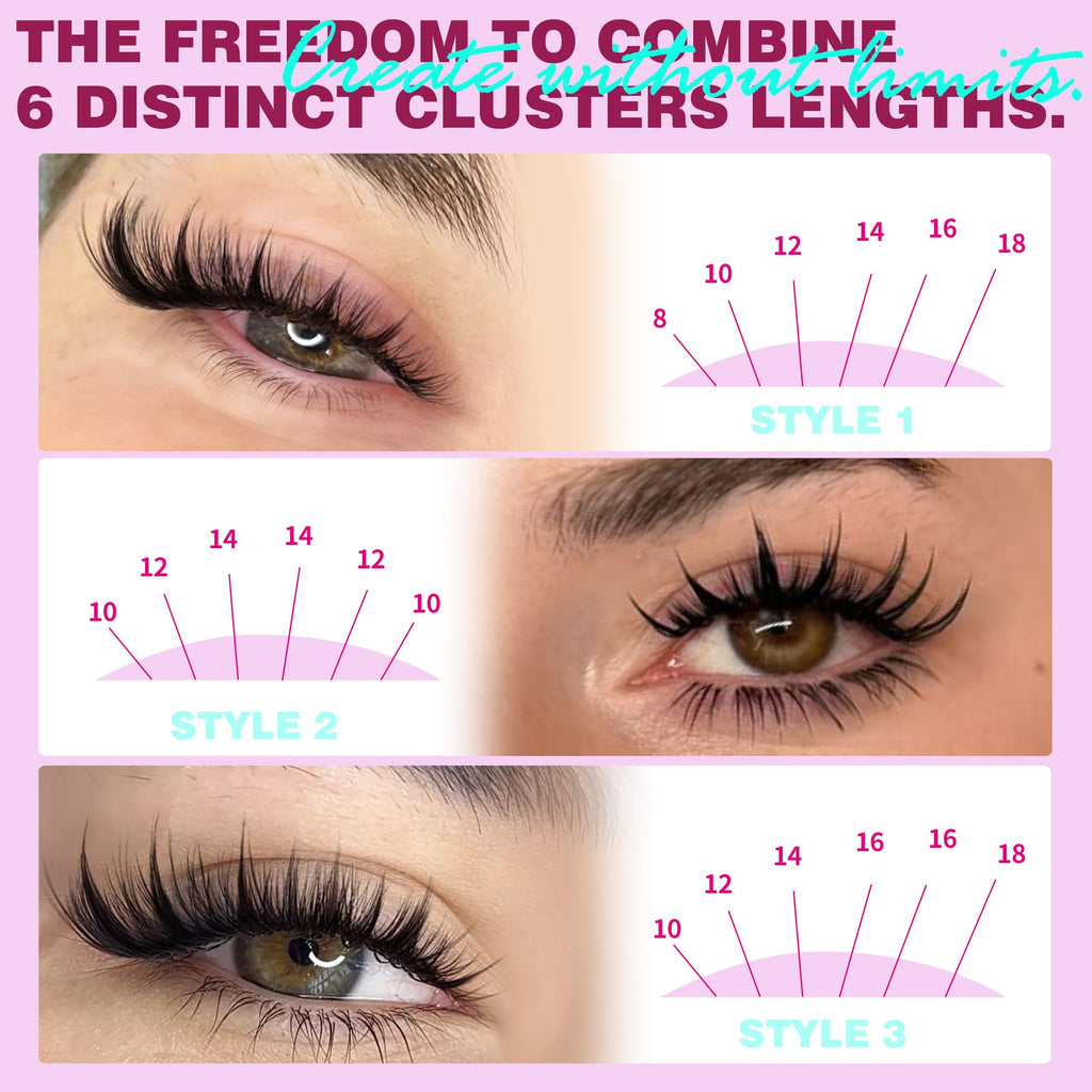 ALICROWN HAIR Manga Lash Clusters Kit – 110 Pcs, 6 Lengths, DIY Bond & Seal