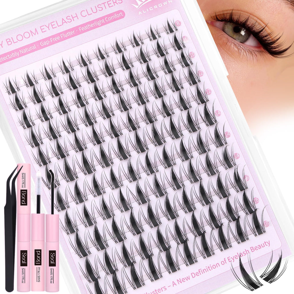 ALICROWN HAIR Manga Lash Clusters Kit – 110 Pcs, 6 Lengths, DIY Bond & Seal