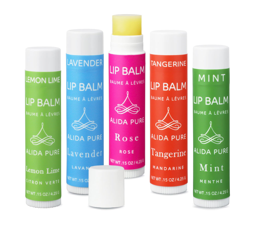 ALIDA PURE Aria Lip Balm Collection – Vegan, Beeswax-Free, Organic Oils (5 Tubes)