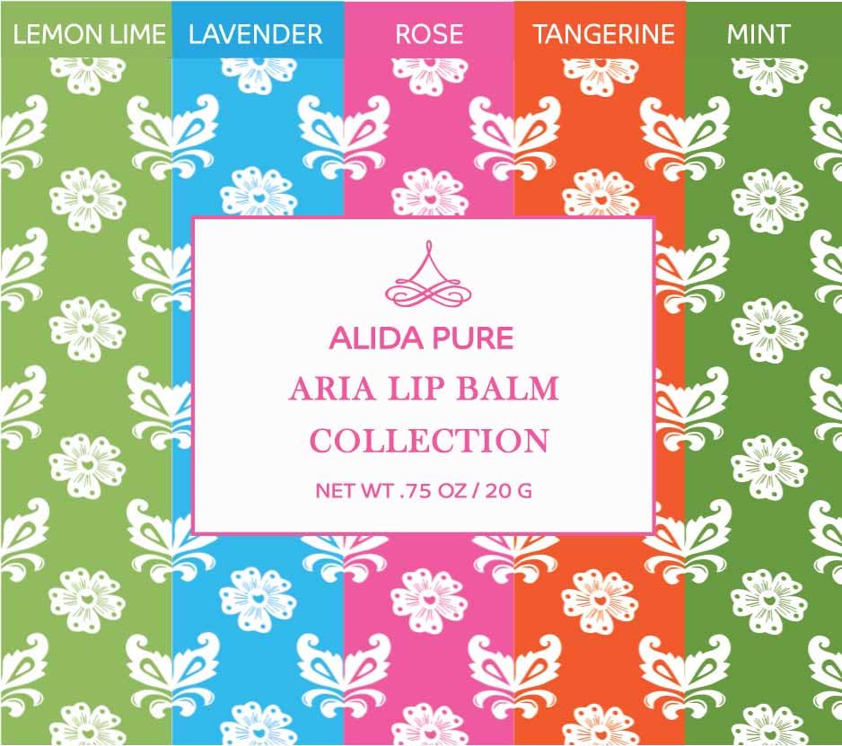 ALIDA PURE Aria Lip Balm Collection – Vegan, Beeswax-Free, Organic Oils (5 Tubes)