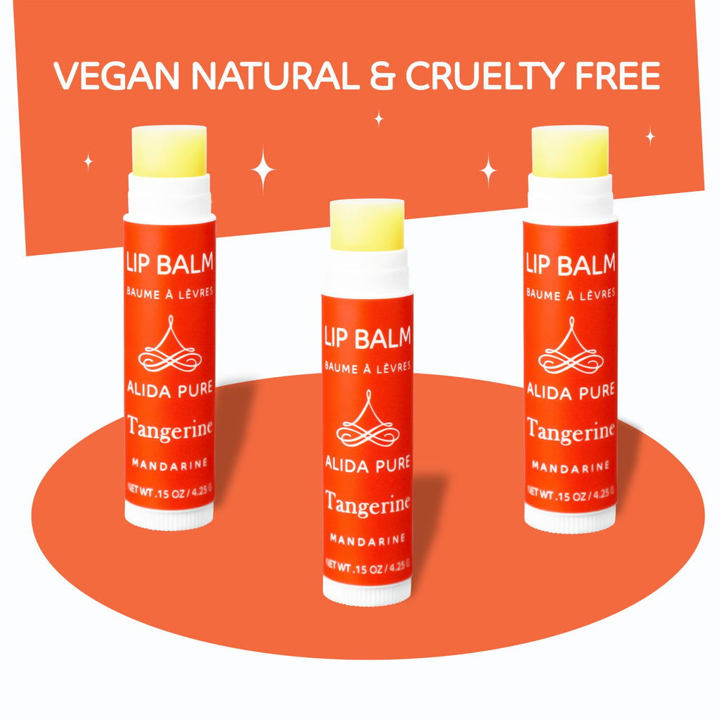 ALIDA PURE Tangerine Lip Balm Set – Vegan, Beeswax Free (3 Tubes)
