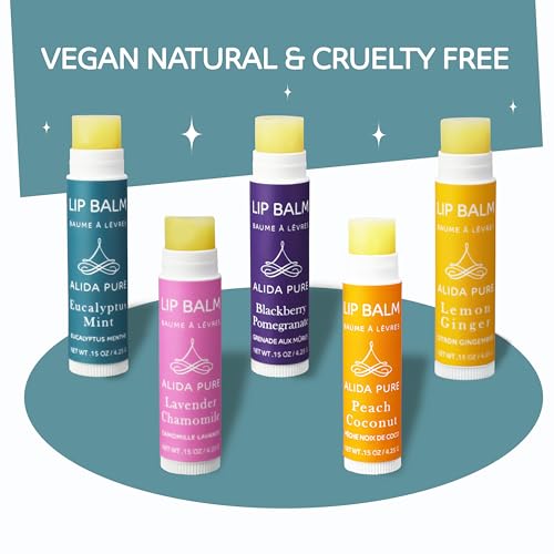 ALIDA PURE Duet Lip Balm Collection – Vegan, Beeswax-Free, Jojoba & Avocado Oil (5 Tube Set)