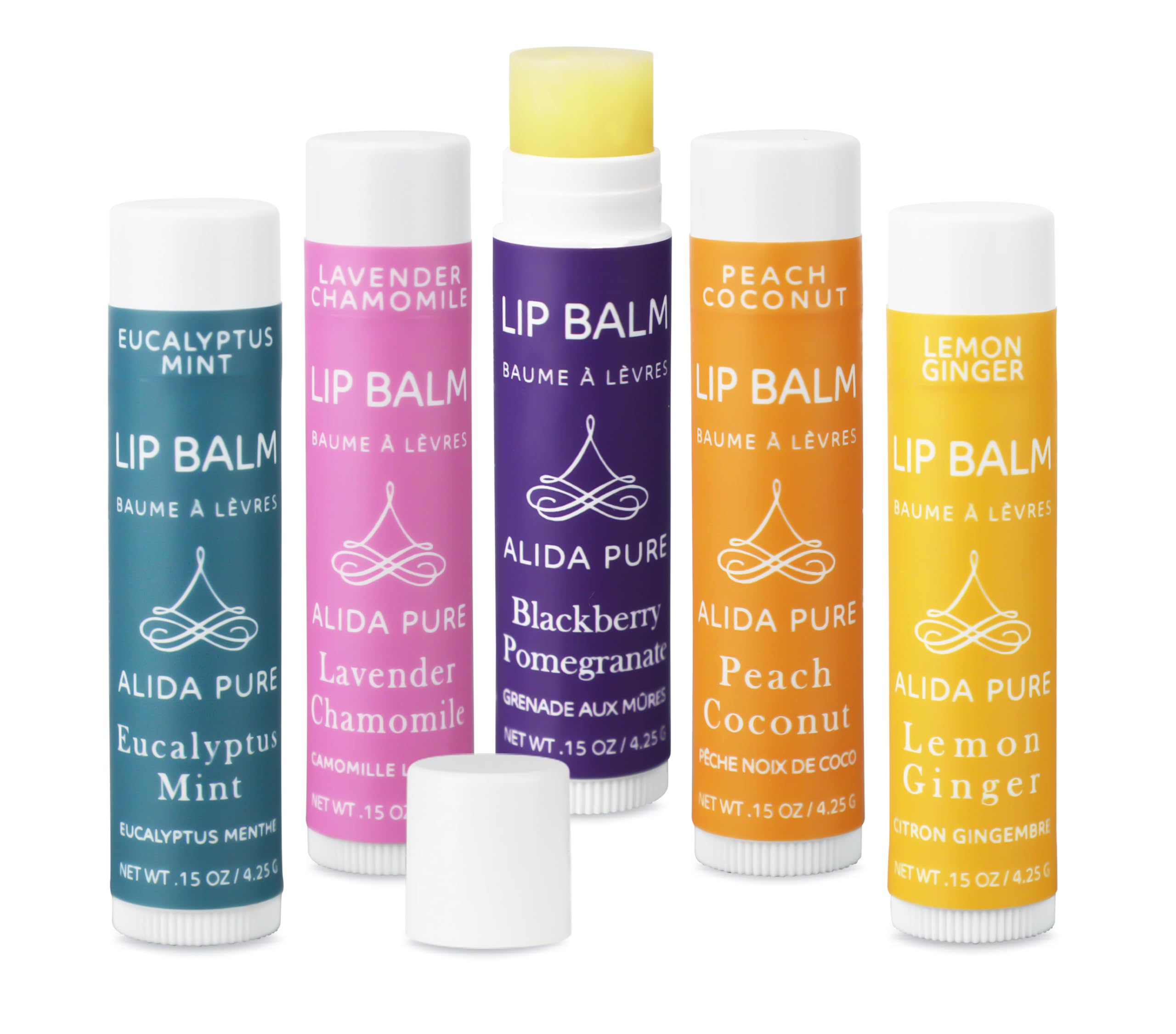 ALIDA PURE Duet Lip Balm Collection – Vegan, Beeswax-Free, Jojoba & Avocado Oil (5 Tube Set)