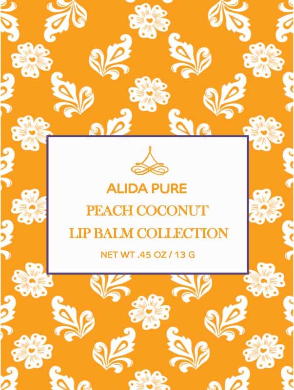 ALIDA PURE Peach Coconut Lip Balm Collection – Vegan, Beeswax Free, 3 Tubes