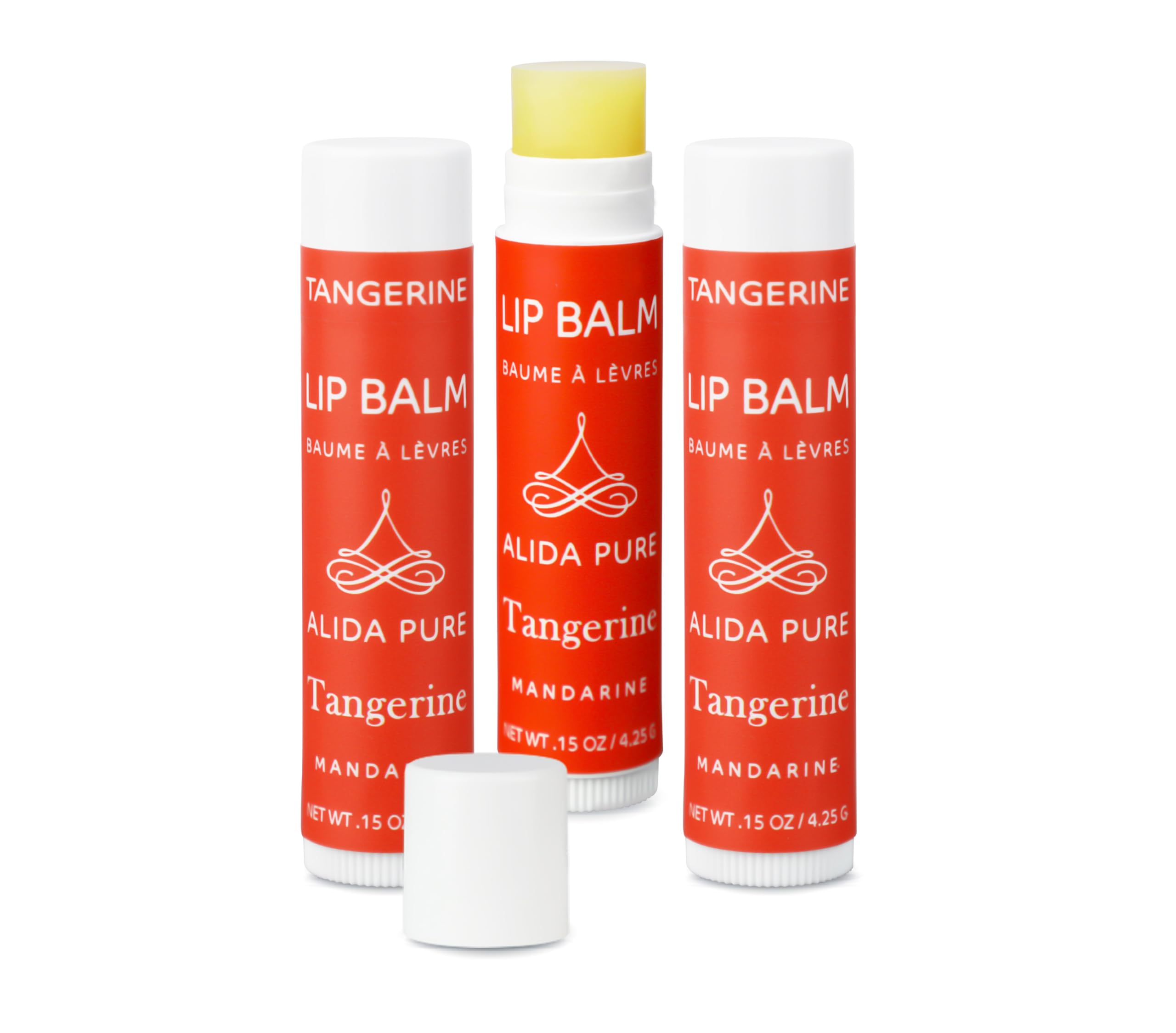 ALIDA PURE Tangerine Lip Balm Set – Vegan, Beeswax Free (3 Tubes)