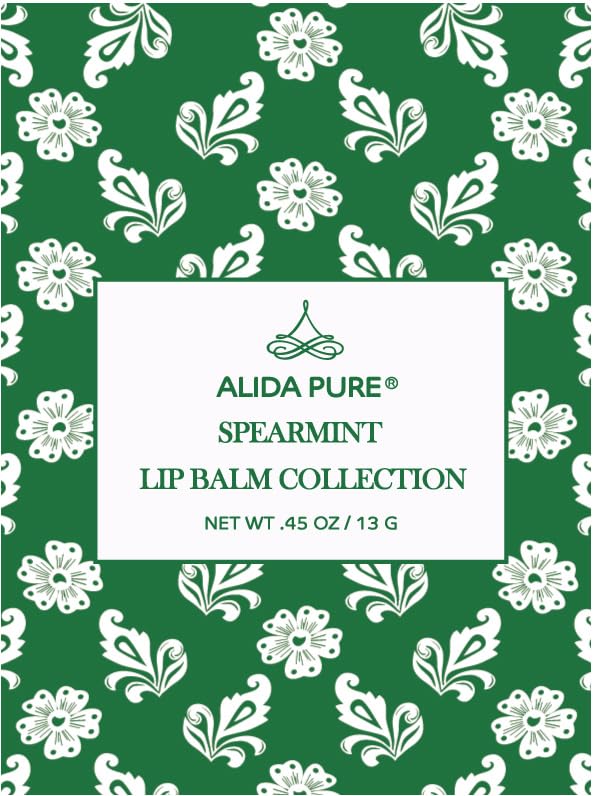 ALIDA PURE Spearmint Lip Balm Collection – Vegan, Beeswax-Free, 3-Tube Set with Organic Jojoba & Avocado Oils