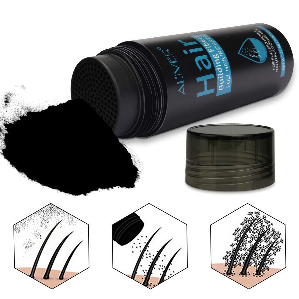 ALIVER Hair Fibers for Thinning Hair – Dark Brown Spray, Undetectable Natural Formula, 15 Seconds to Fuller Hair – Conceals Hair Loss for Men & Women | 0.97 oz