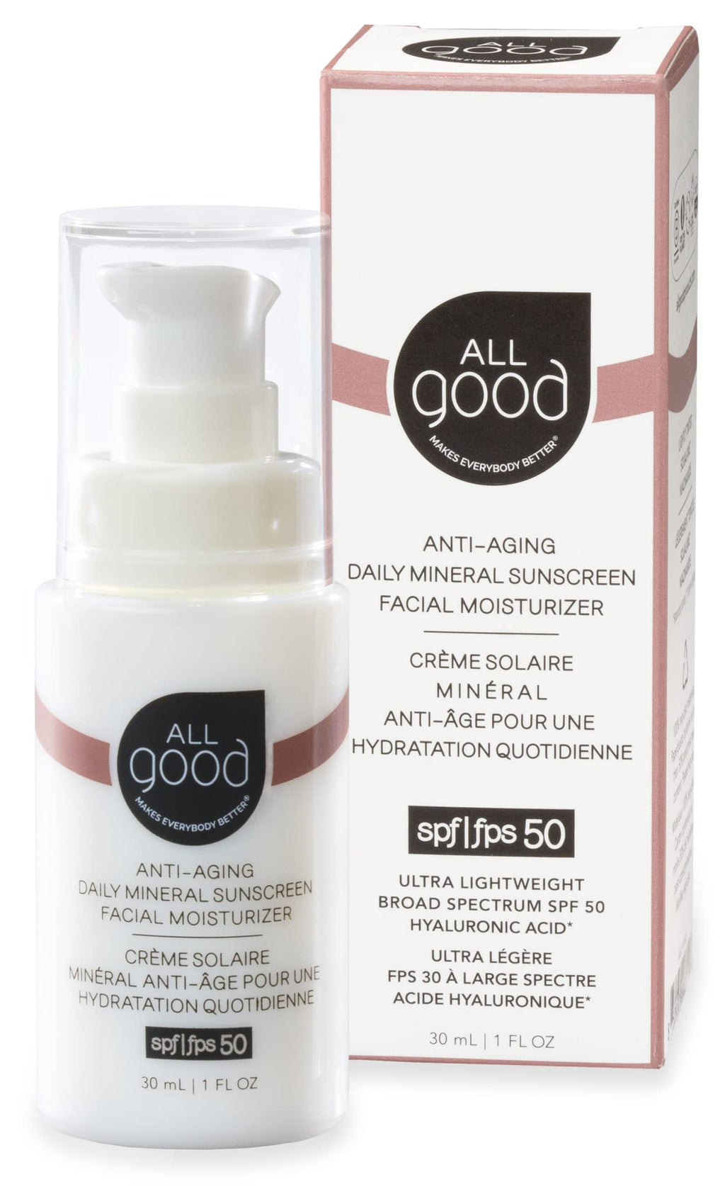 All Good Anti-Aging Daily Mineral Sunscreen SPF 50 | Hyaluronic Acid, Niacinamide, Calendula | 1oz
