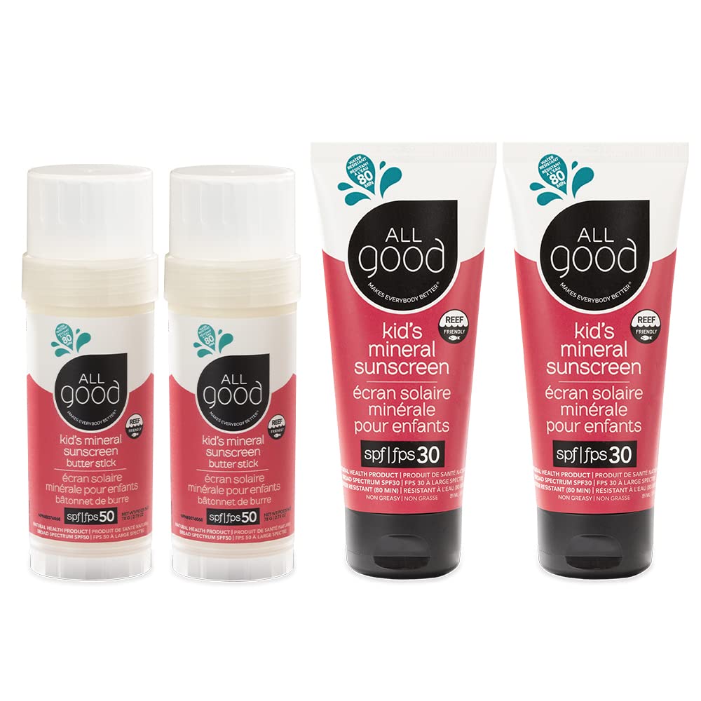All Good Baby & Kids Mineral Sunscreen – SPF 50 Butter Sticks & SPF 30 Lotion