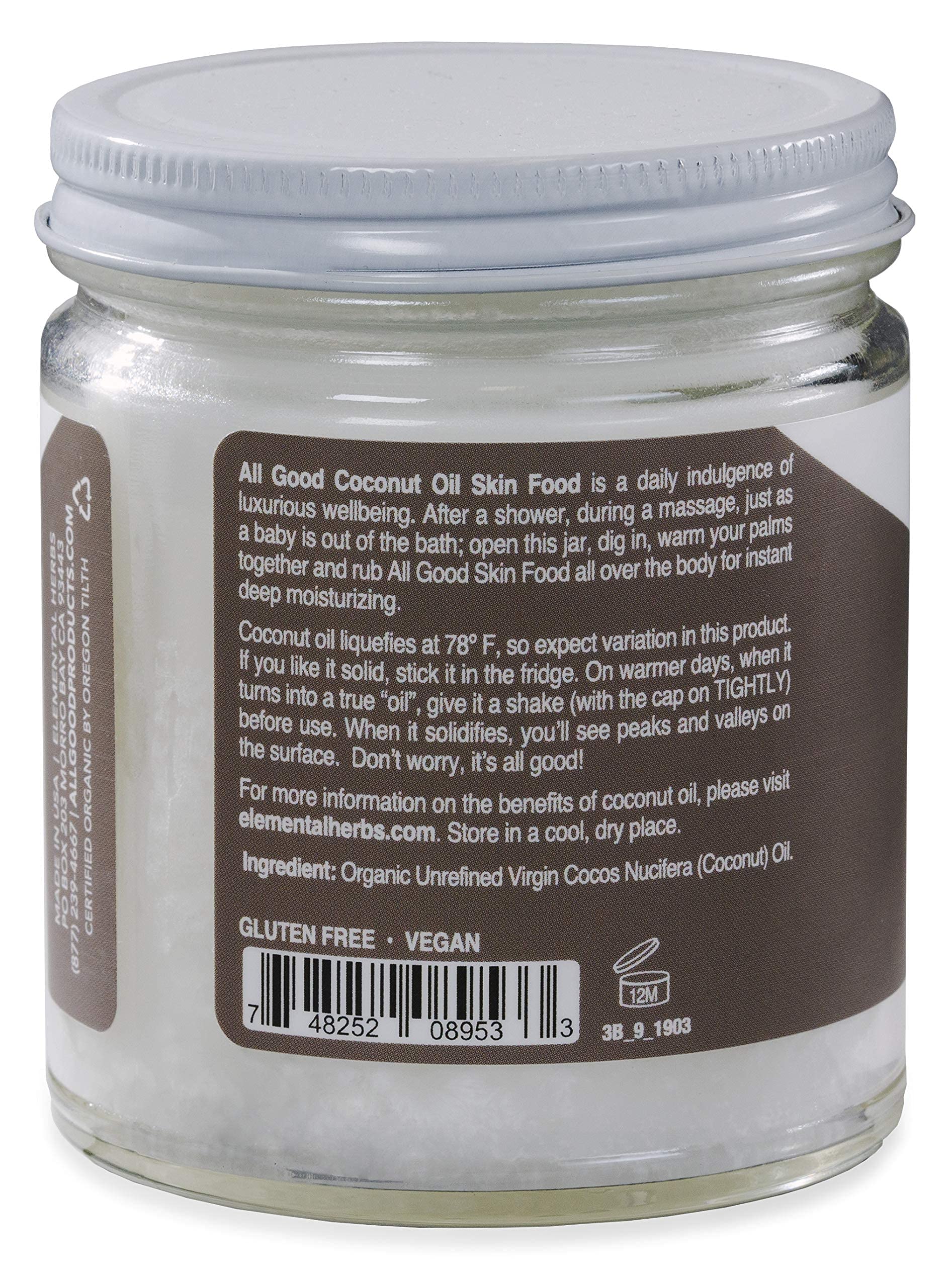 All Good Makes Everything Better Organic Coconut Oil Skin Food – Deep Moisture, Non-GMO, Vegan (2-Pack)