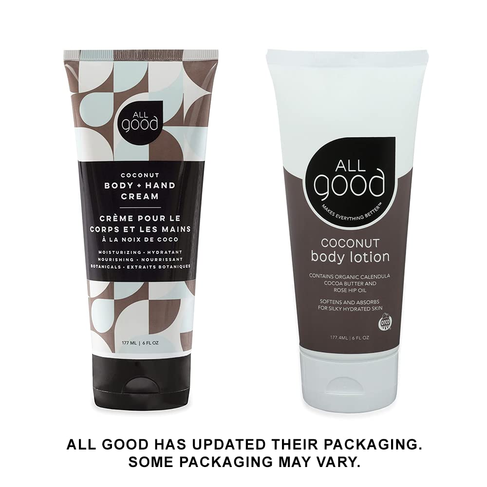 All Good Hand & Body Lotion — Organic Moisturizer with Cocoa Butter, Vitamin E, 3-Pack (Coconut, Lavender, Jasmine Rose)