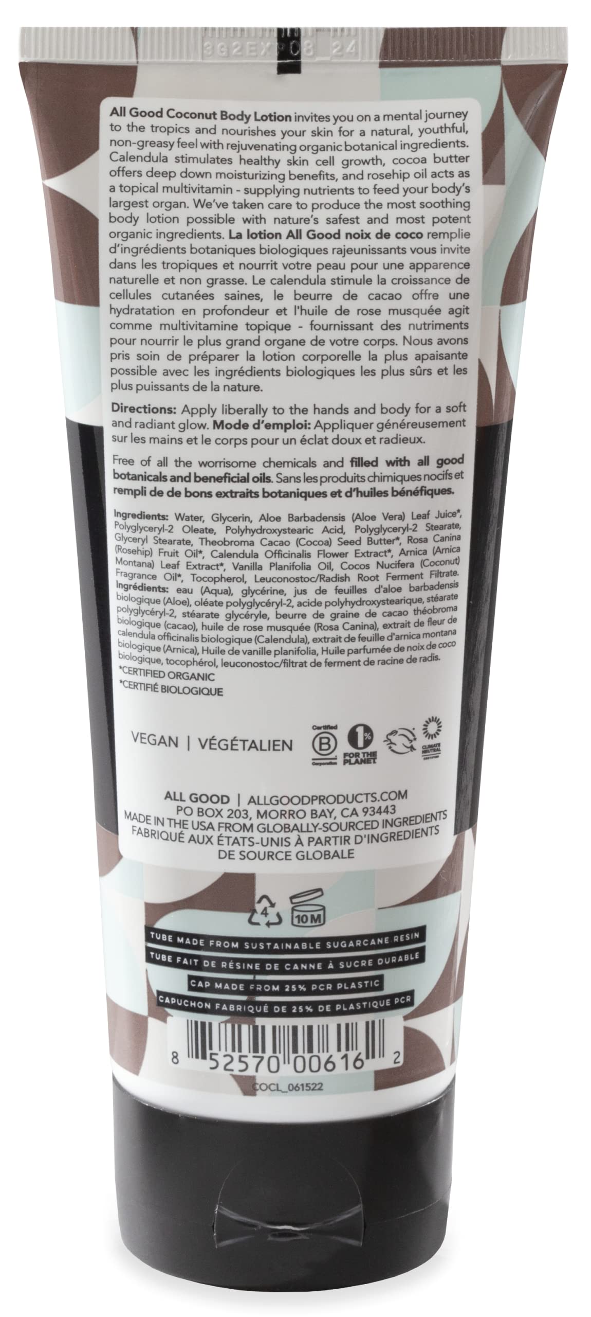All Good Hand & Body Lotion — Organic Moisturizer with Cocoa Butter, Vitamin E, 3-Pack (Coconut, Lavender, Jasmine Rose)