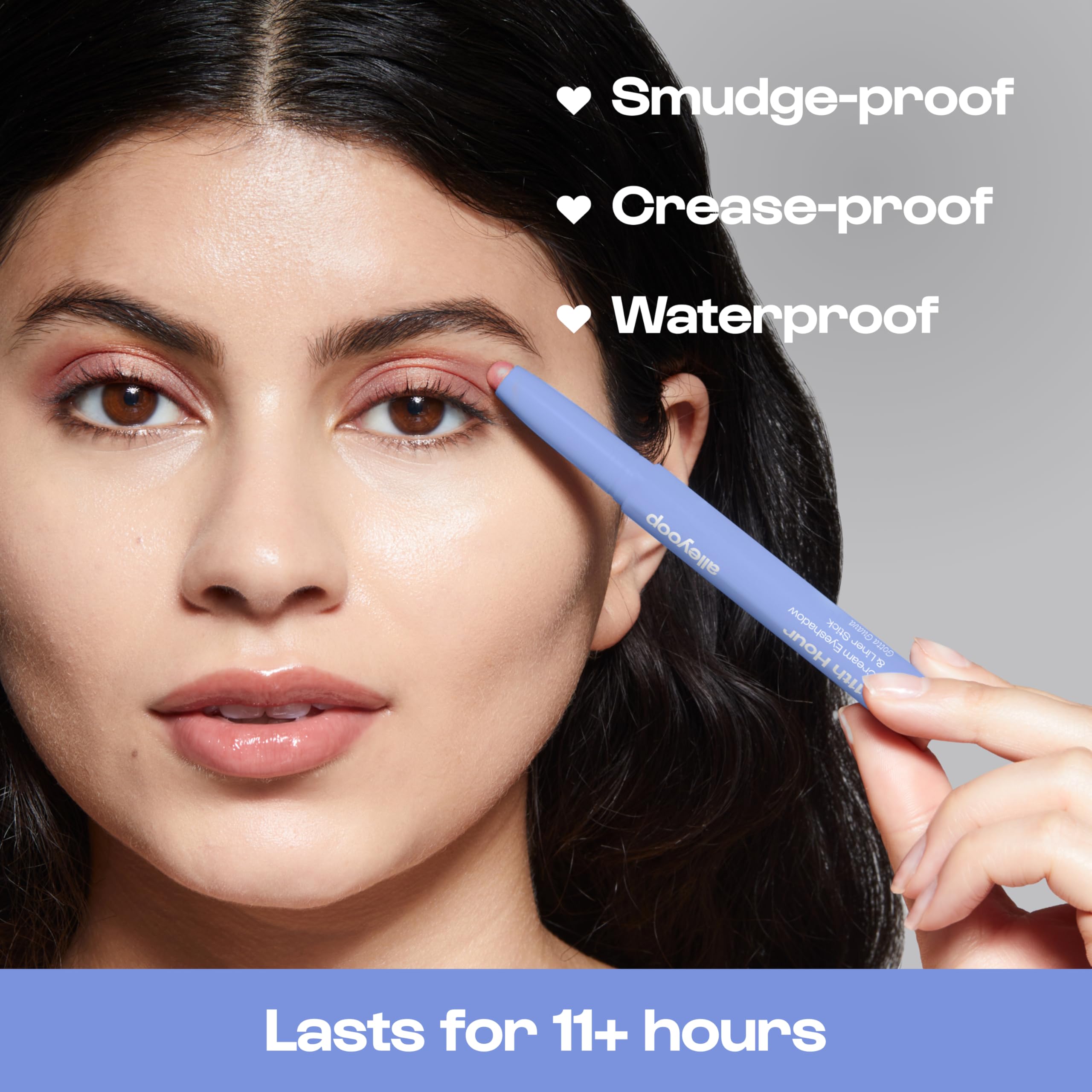 ALLEYOOP 11th Hour Waterproof Cream Eyeshadow Stick – Rose Shimmer, Long-Lasting 2-in-1 Eye Shadow & Liner