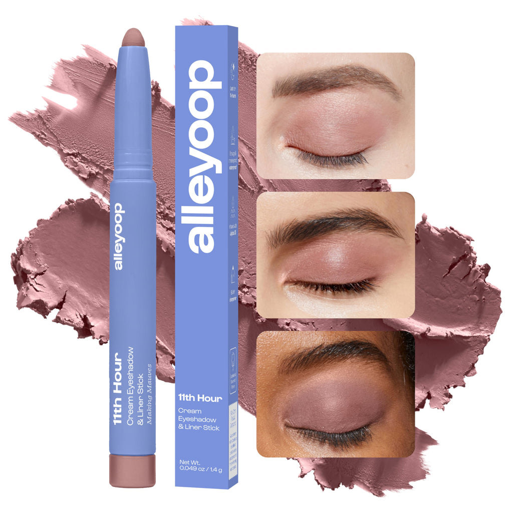 ALLEYOOP 11th Hour Waterproof Cream Eyeshadow Stick — Matte Mauve, Long-Wear Shadow & Liner