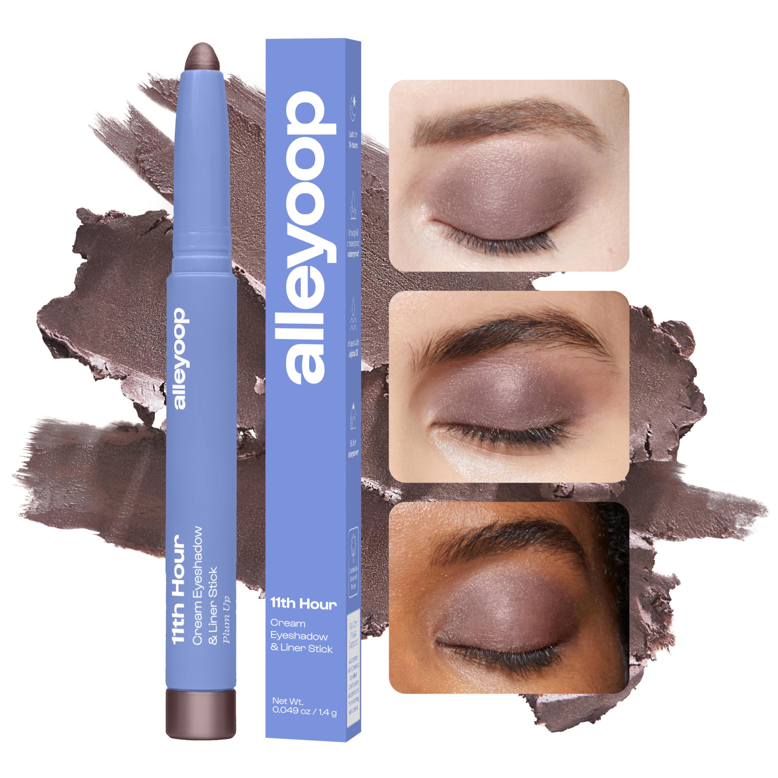 ALLEYOOP 11th Hour Waterproof Cream Eyeshadow Stick – Long-Lasting Shimmer, 2-in-1 Eye Shadow & Liner (Smoky Amethyst)