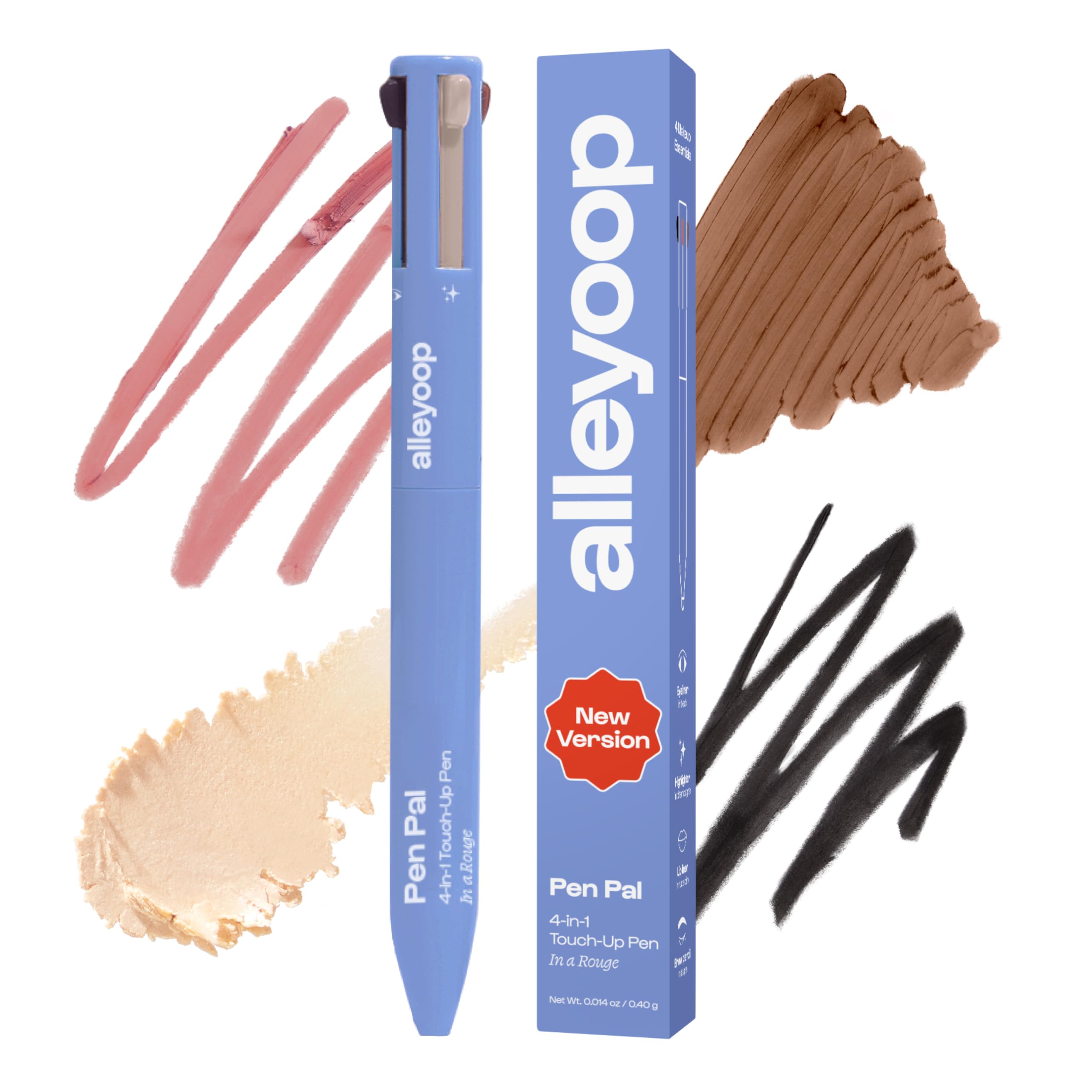 ALLEYOOP Pen Pal 4-in-1 Makeup Pen – Eyeliner, Lip Liner, Brow & Highlighter – Travel-Ready