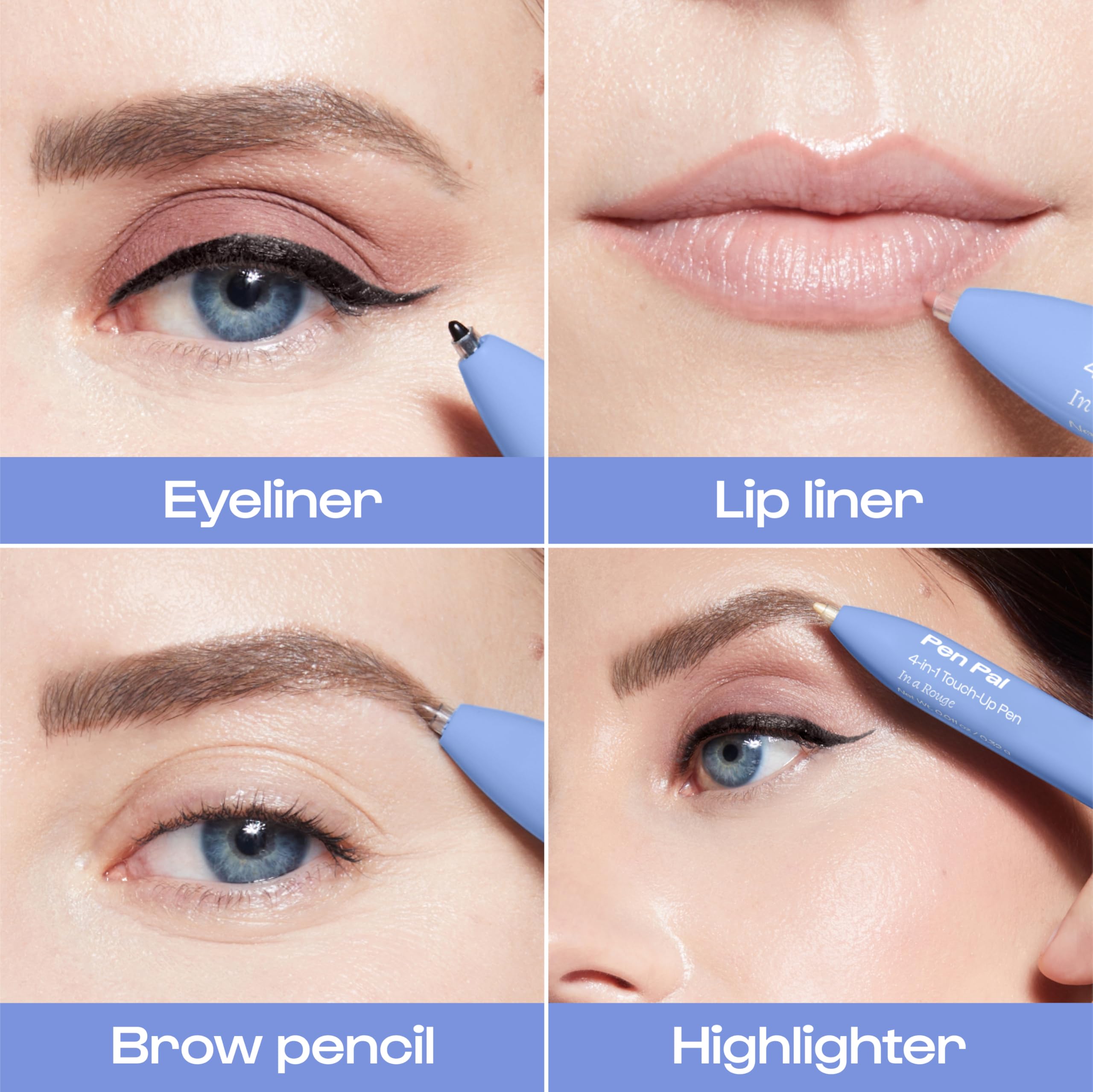ALLEYOOP Pen Pal 4-in-1 Makeup Pen – Eyeliner, Lip Liner, Brow & Highlighter – Travel-Ready