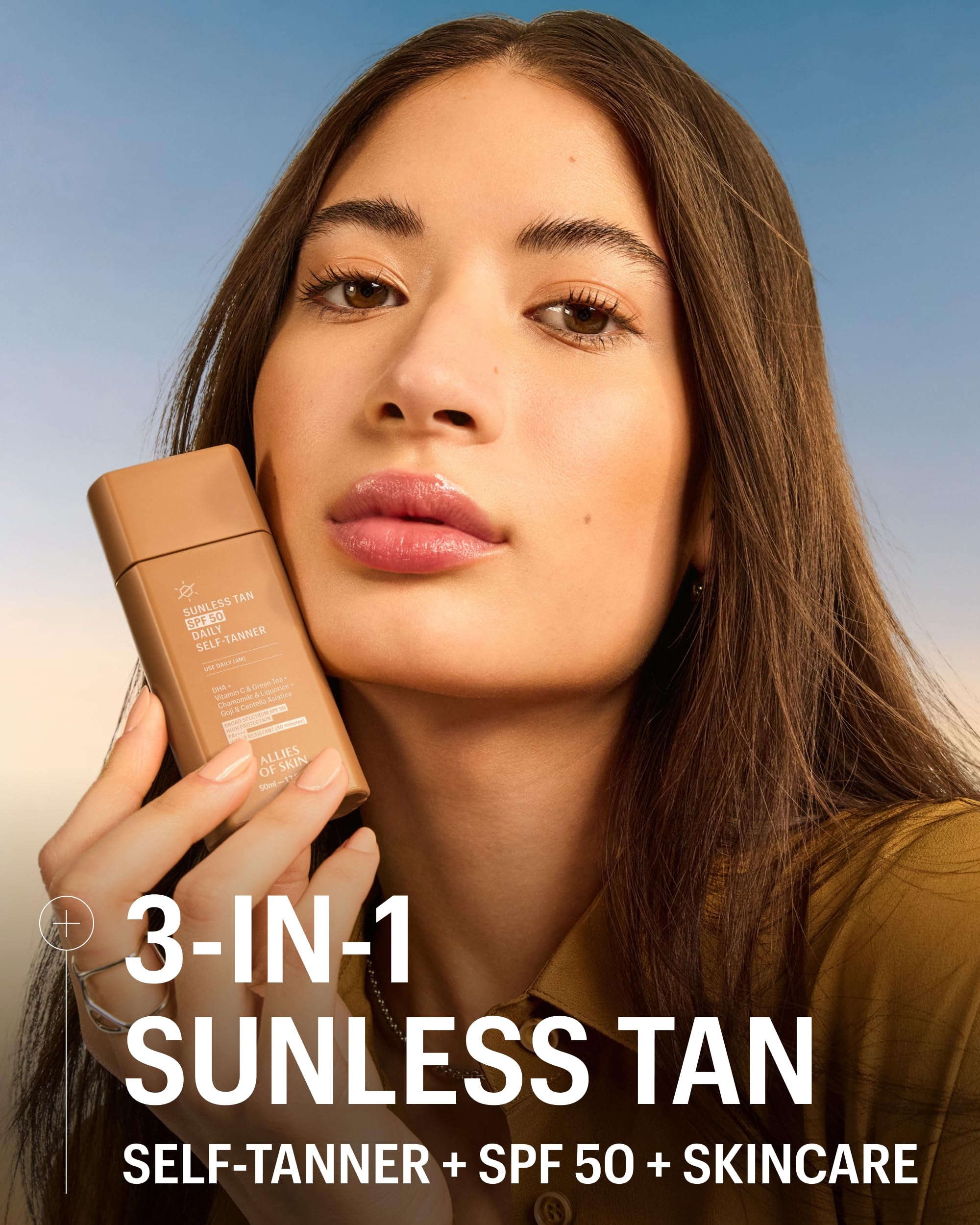 Allies of Skin Daily SPF 50 Self Tanner for Face | Buildable Natural Tan + Vitamin C