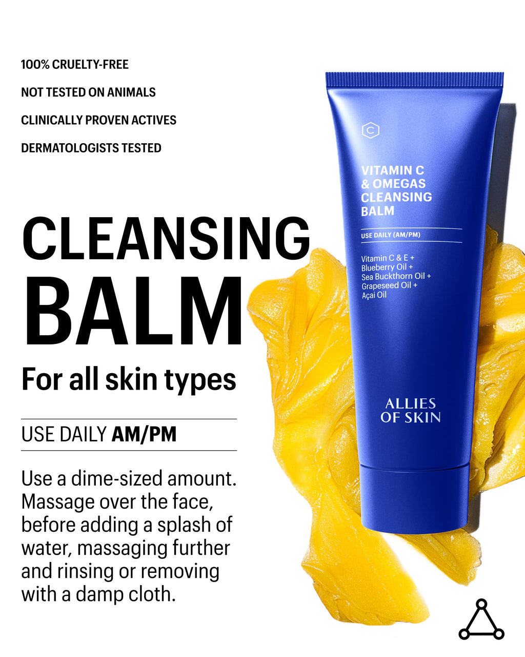 Allies of Skin Vitamin C & Omegas Cleansing Balm | Gentle Makeup Remover for Waterproof Formulas | 3.4 Fl oz
