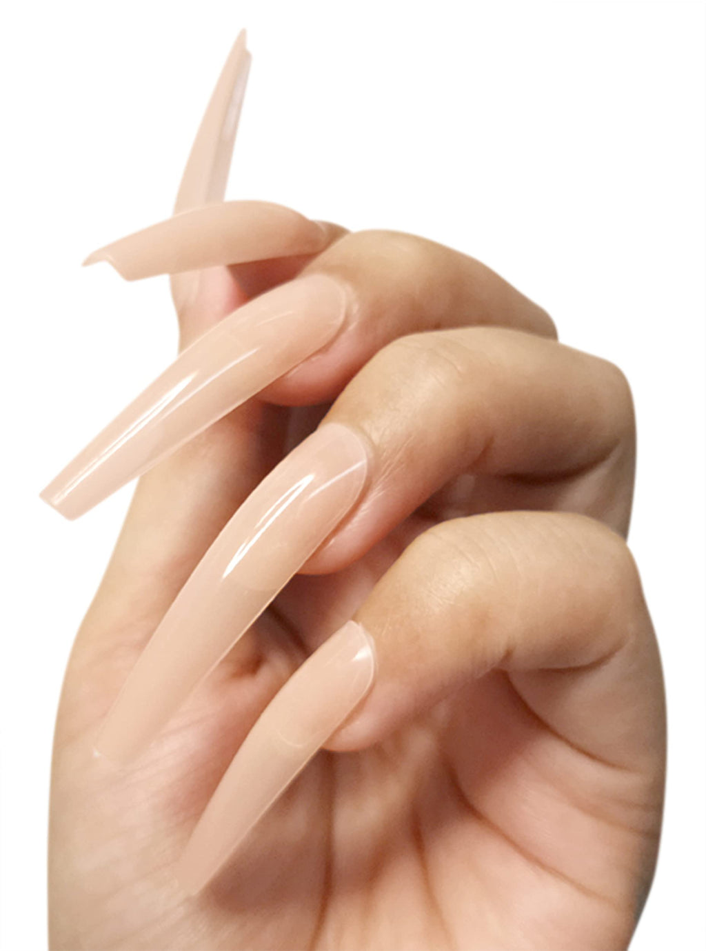 ALLKEM Soft Gel Nail Tips – 360 pcs XXL Ballerina Full Cover Nails Nude (12 Sizes)