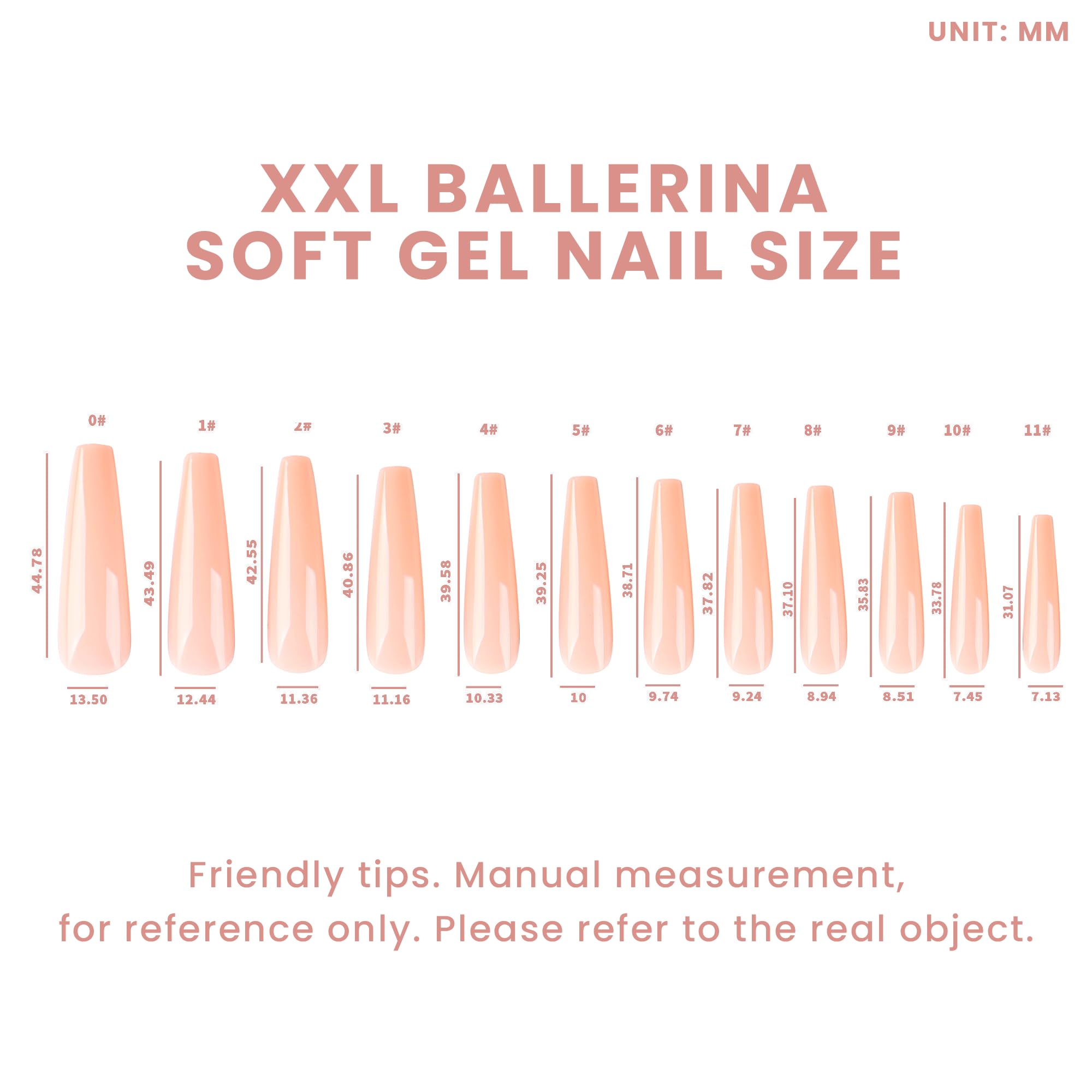 ALLKEM Soft Gel Nail Tips – 360 pcs XXL Ballerina Full Cover Nails Nude (12 Sizes)