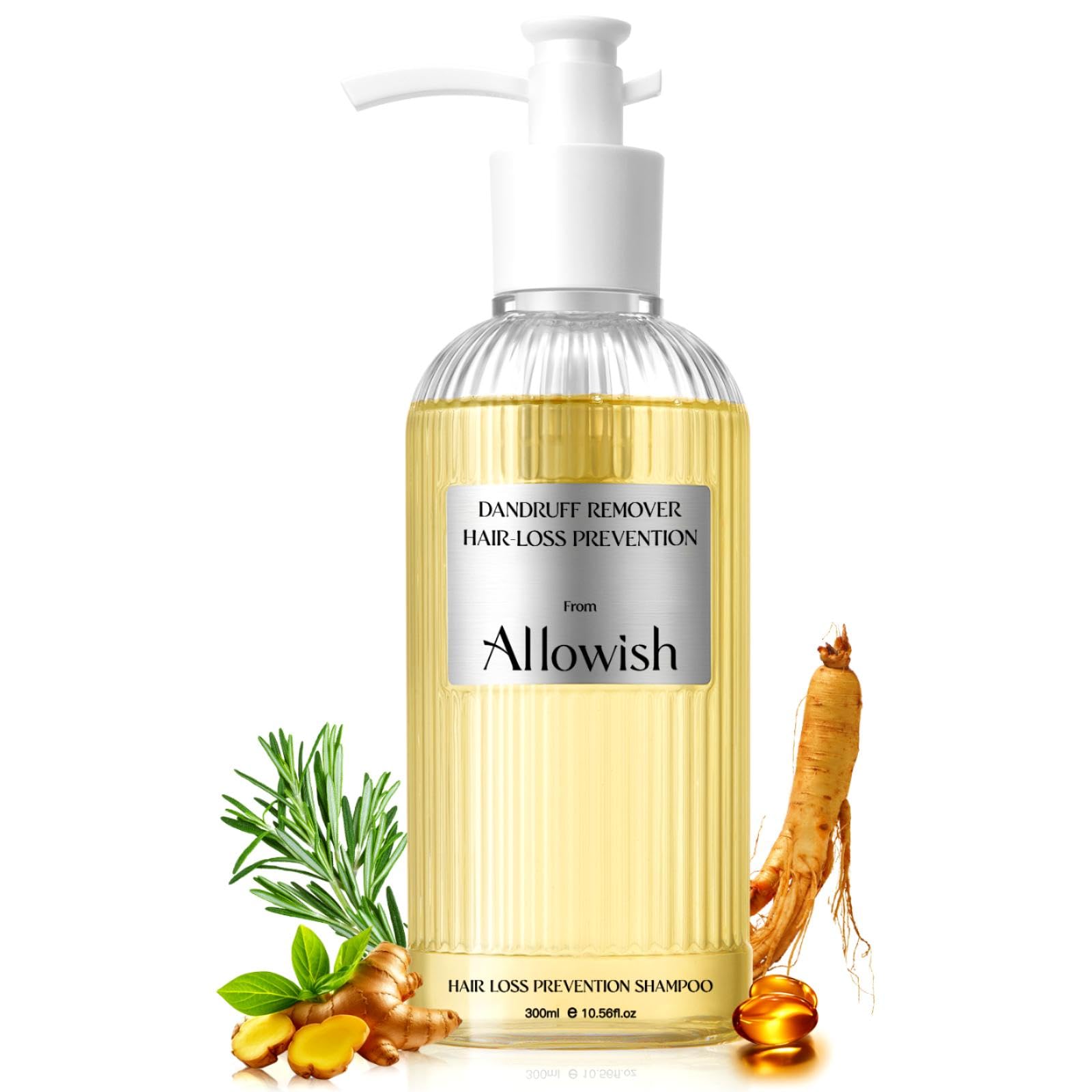 ALLOWISH Hair Loss Shampoo with Biotin, Ginger & Rosemary – Thickening & Hydrating