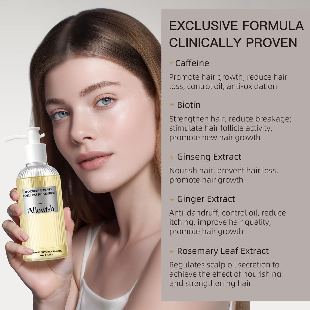 ALLOWISH Hair Loss Shampoo with Biotin, Ginger & Rosemary – Thickening & Hydrating
