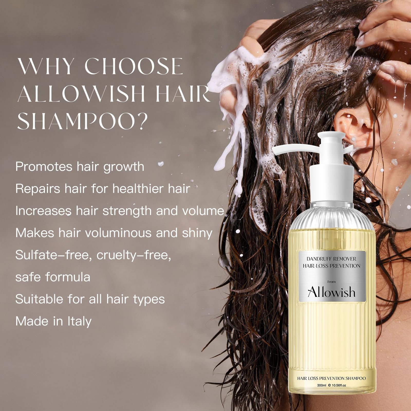 ALLOWISH Hair Loss Shampoo with Biotin, Ginger & Rosemary – Thickening & Hydrating