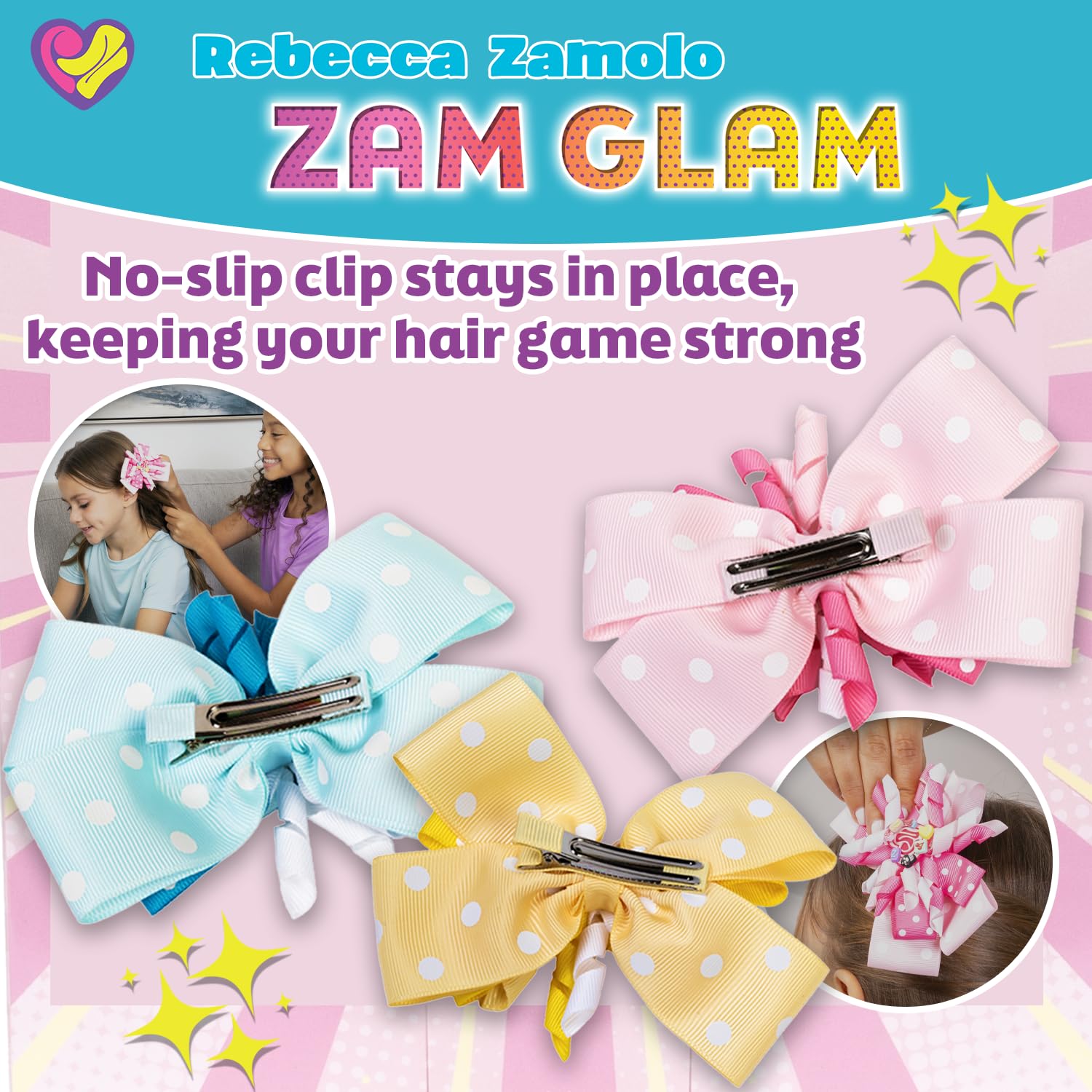 Rebecca Zamolo Zam Glam Hair Bow Set — 21 Charms & 3 Interchangeable Bows | Allstar Innovations