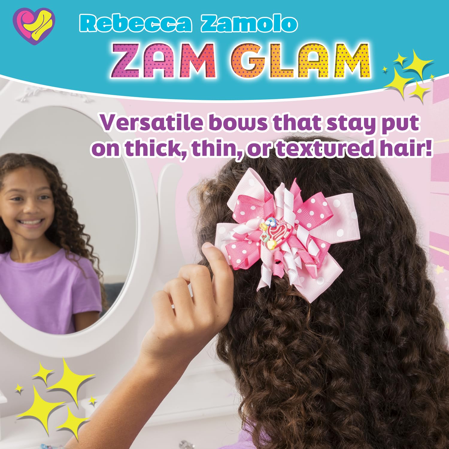 Rebecca Zamolo Zam Glam Hair Bow Set — 21 Charms & 3 Interchangeable Bows | Allstar Innovations