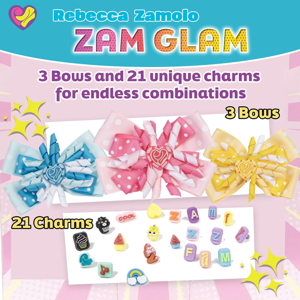 Rebecca Zamolo Zam Glam Hair Bow Set — 21 Charms & 3 Interchangeable Bows | Allstar Innovations
