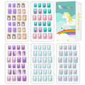 Allstarry 120pcs 5-Pack Kids Press-On Nails – Pre-glue Full-Cover Unicorn Purple Glitter
