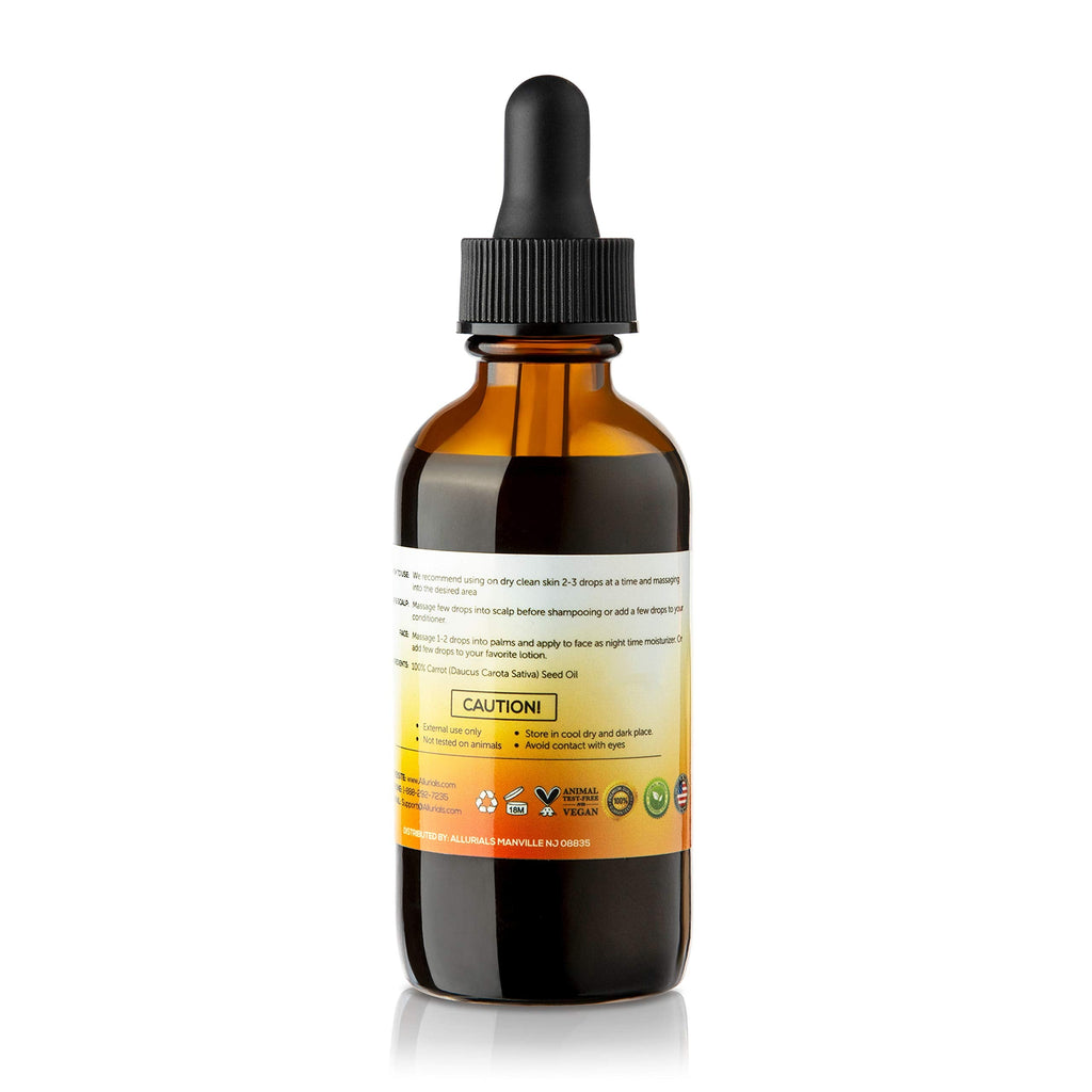 Allurials Carrot Seed Oil (2 Oz) – 100% Pure & Organic, Cold-Pressed