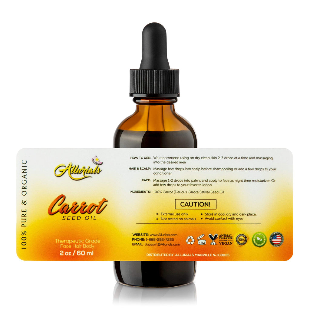 Allurials Carrot Seed Oil (2 Oz) – 100% Pure & Organic, Cold-Pressed