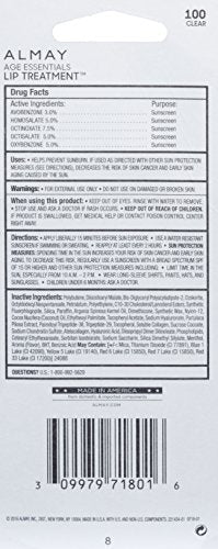 Almay Lip Treatment Age Essentials SPF 30 – Fragrance-Free, Hypoallergenic, 100 Clear