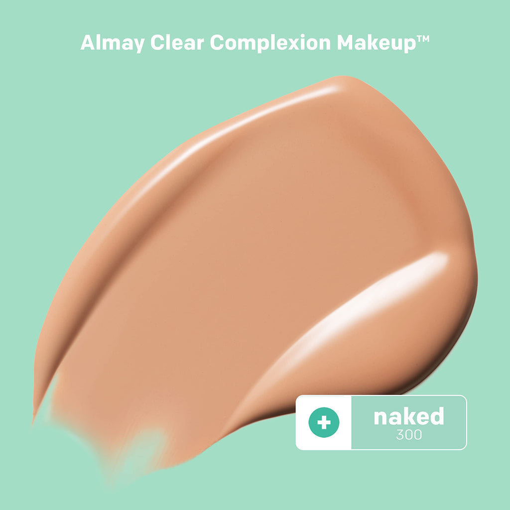 Almay Clear Complexion Acne Foundation with Salicylic Acid – Shade 300 Naked – Medium Coverage, Soft Matte Finish (1 fl oz)