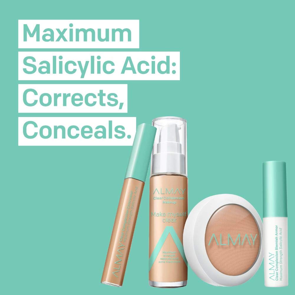 Almay Salicylic Foundation – Matte Finish, Hypoallergenic, Dermatologist Tested (200 Buff, 1 oz)