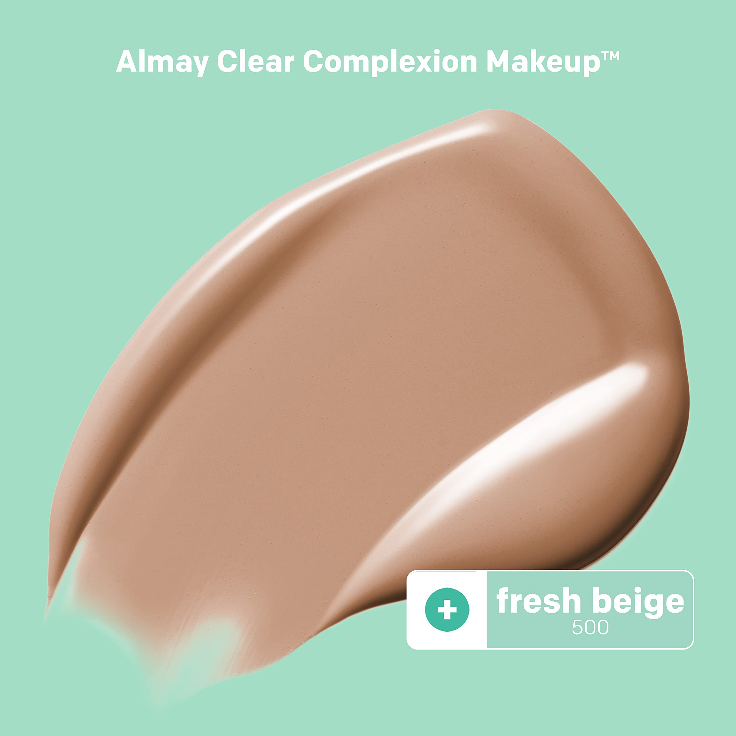 Almay Clear Complexion Acne Foundation with Salicylic Acid – Medium Coverage, Soft Matte Finish, Hypoallergenic | 500 Fresh Beige 1 fl oz