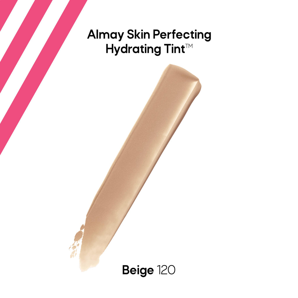 Almay Hydrating Liquid Foundation Tint — Lightweight, Dewy Finish, Hypoallergenic, Fragrance Free, Beige 120