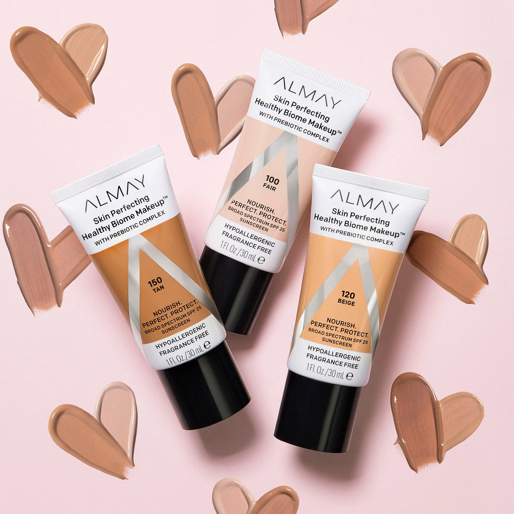 Almay Skin Perfecting Healthy Biome Foundation with Prebiotic Complex SPF 25 – Hypoallergenic & Fragrance-Free