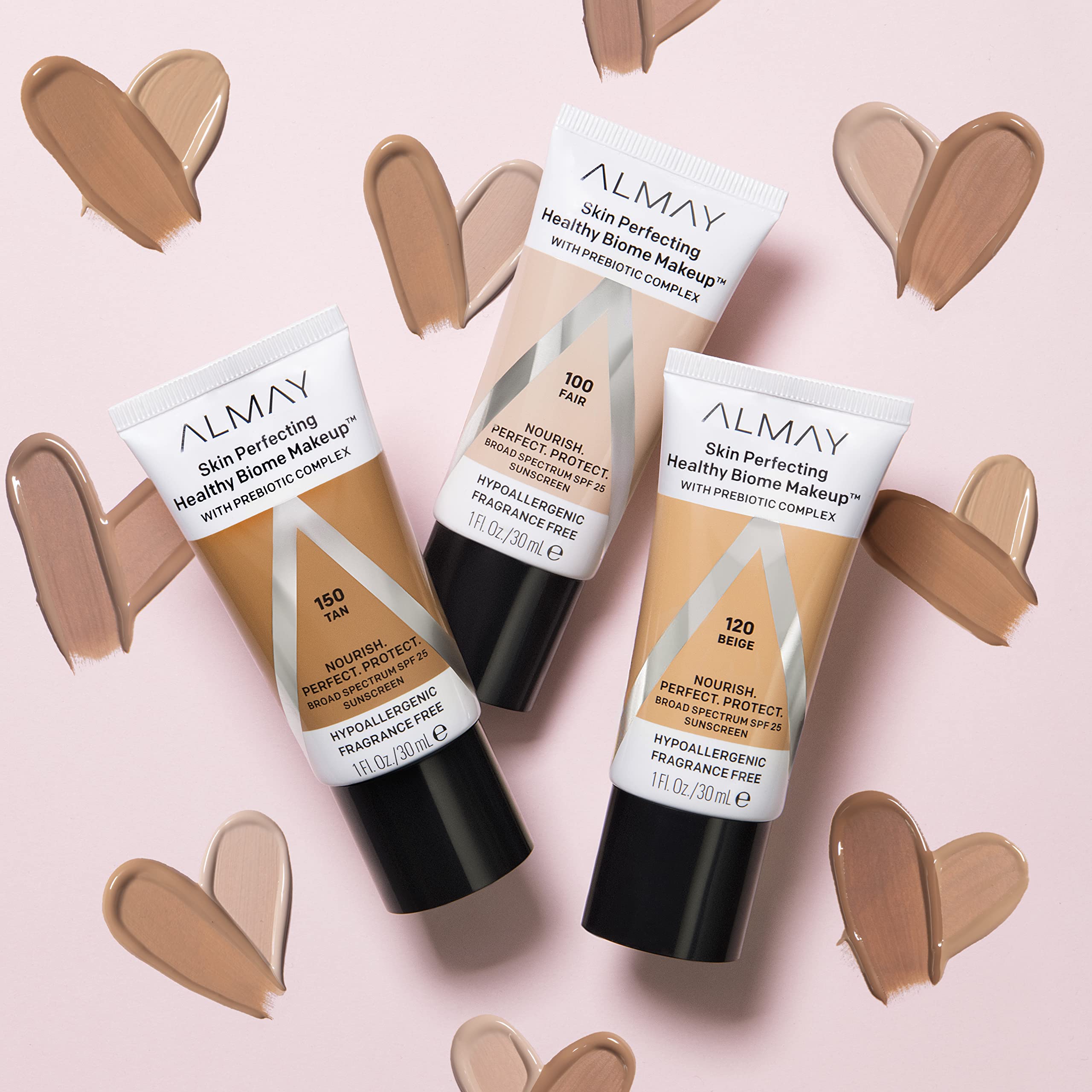 Almay Skin Perfecting Healthy Biome Foundation with Prebiotic Complex SPF 25 – Hypoallergenic & Fragrance-Free