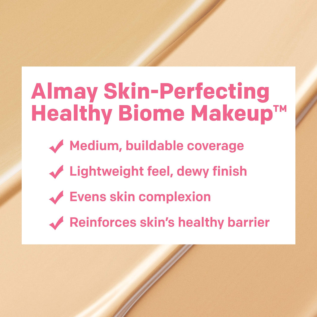 Almay Skin Perfecting Healthy Biome Foundation with Prebiotic Complex SPF 25 – Hypoallergenic & Fragrance-Free