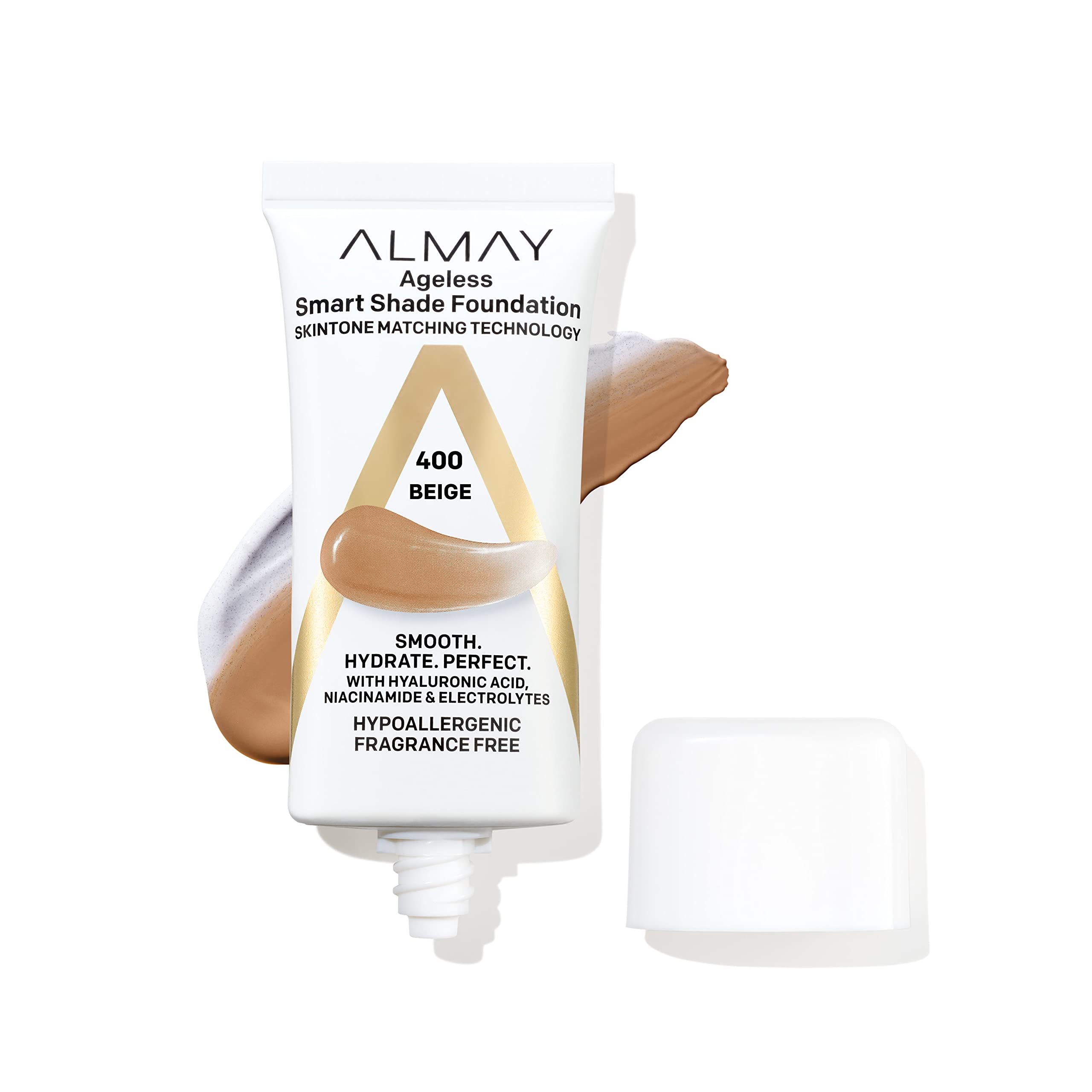 Almay Smart Shade Foundation | Hyaluronic Acid, Niacinamide & Vitamin C & E | Fragrance Free, Beige 400