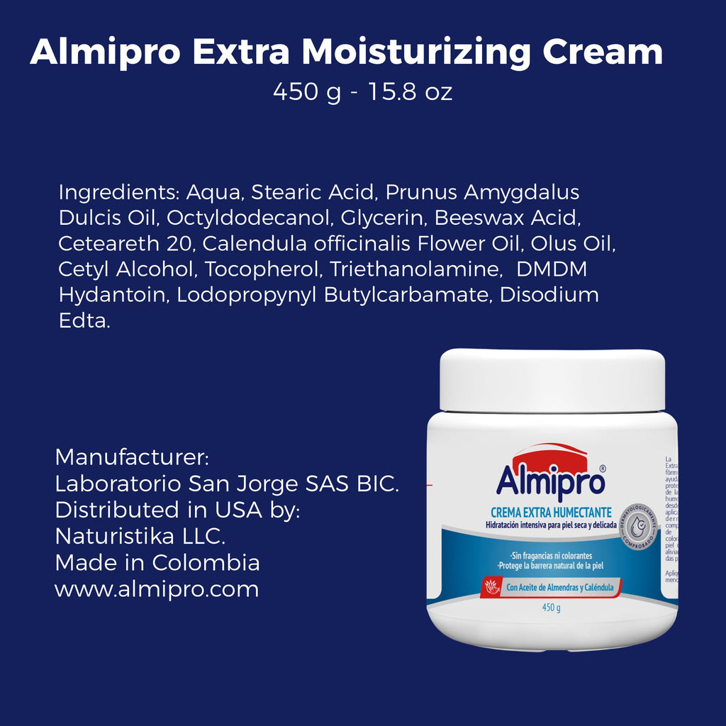 Almipro Extra Moisturizing Cream for Dry & Delicate Skin – Fragrance-Free & Non-Greasy (15 oz)
