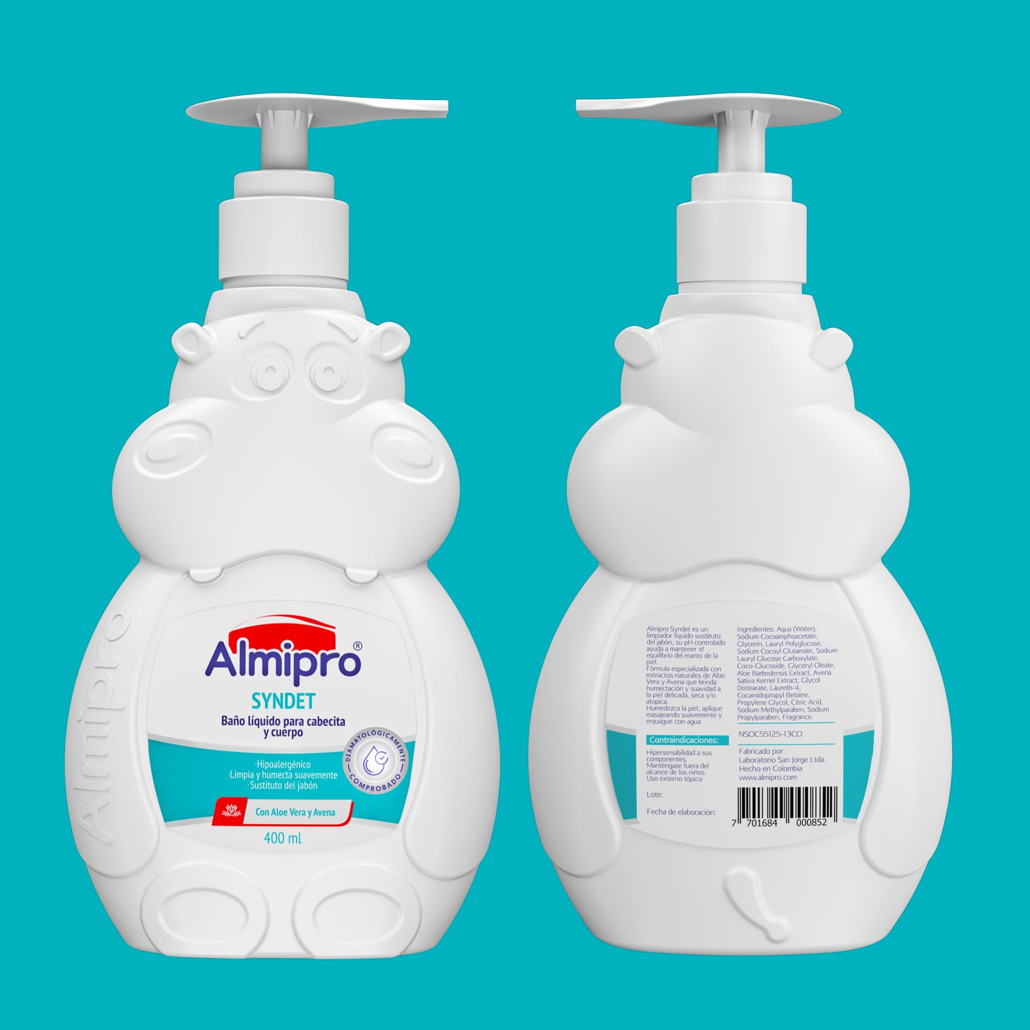 almipro Syndet Baby Hair & Body Wash with Oatmeal & Aloe Vera — 400 g (14 oz) Pack of 2