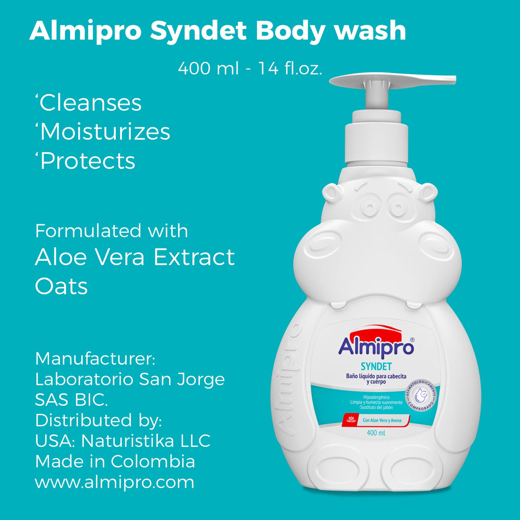 almipro Syndet Baby Hair & Body Wash with Oatmeal & Aloe Vera — 400 g (14 oz) Pack of 2