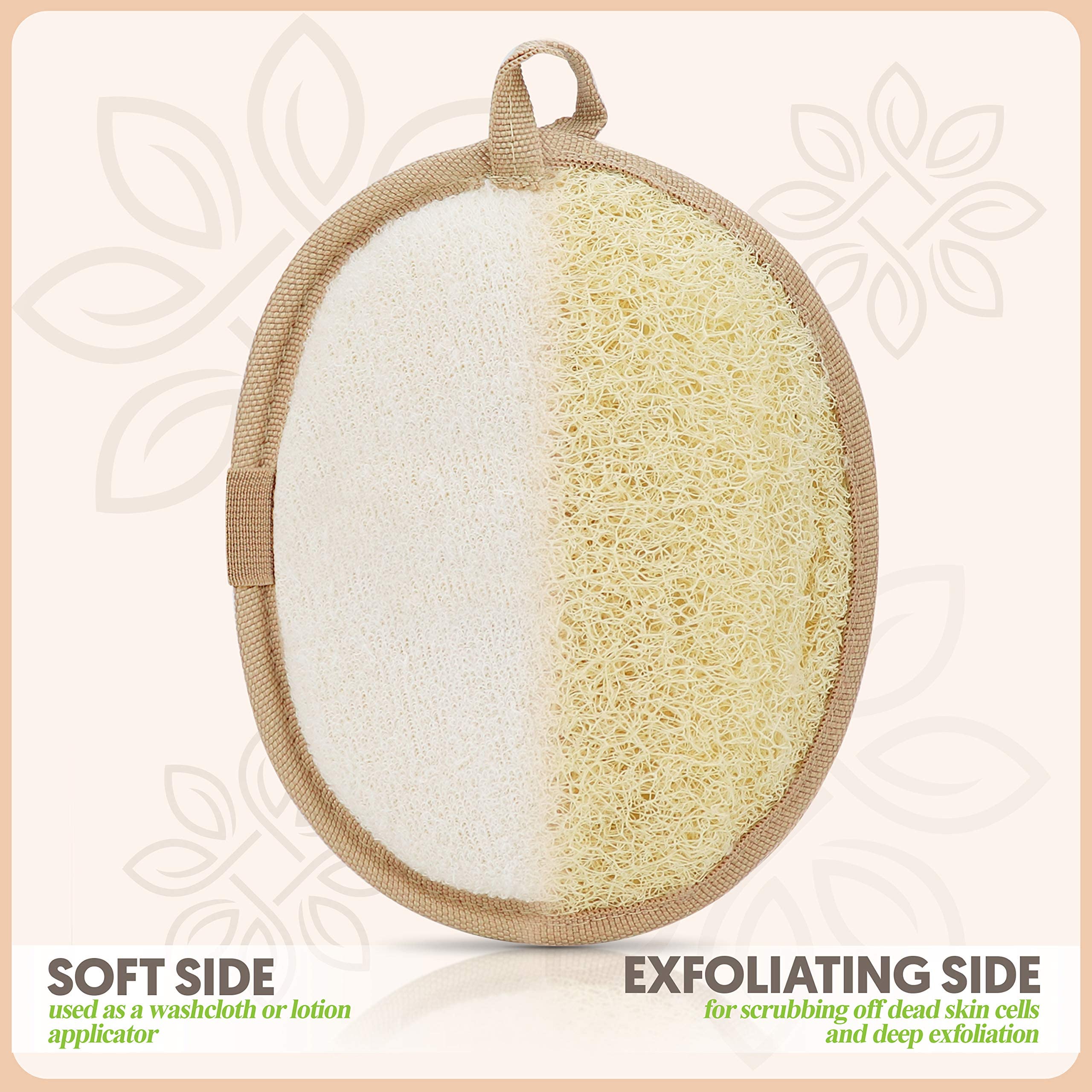 Almooni Natural Loofah Exfoliating Body Scrubber – Egyptian Loofah Sponge (2 Count)